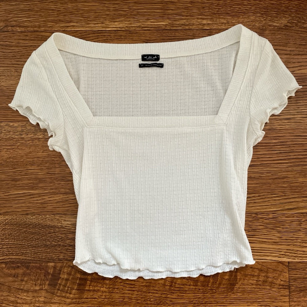 Urban Outfitters Cream Ribbed Blouse